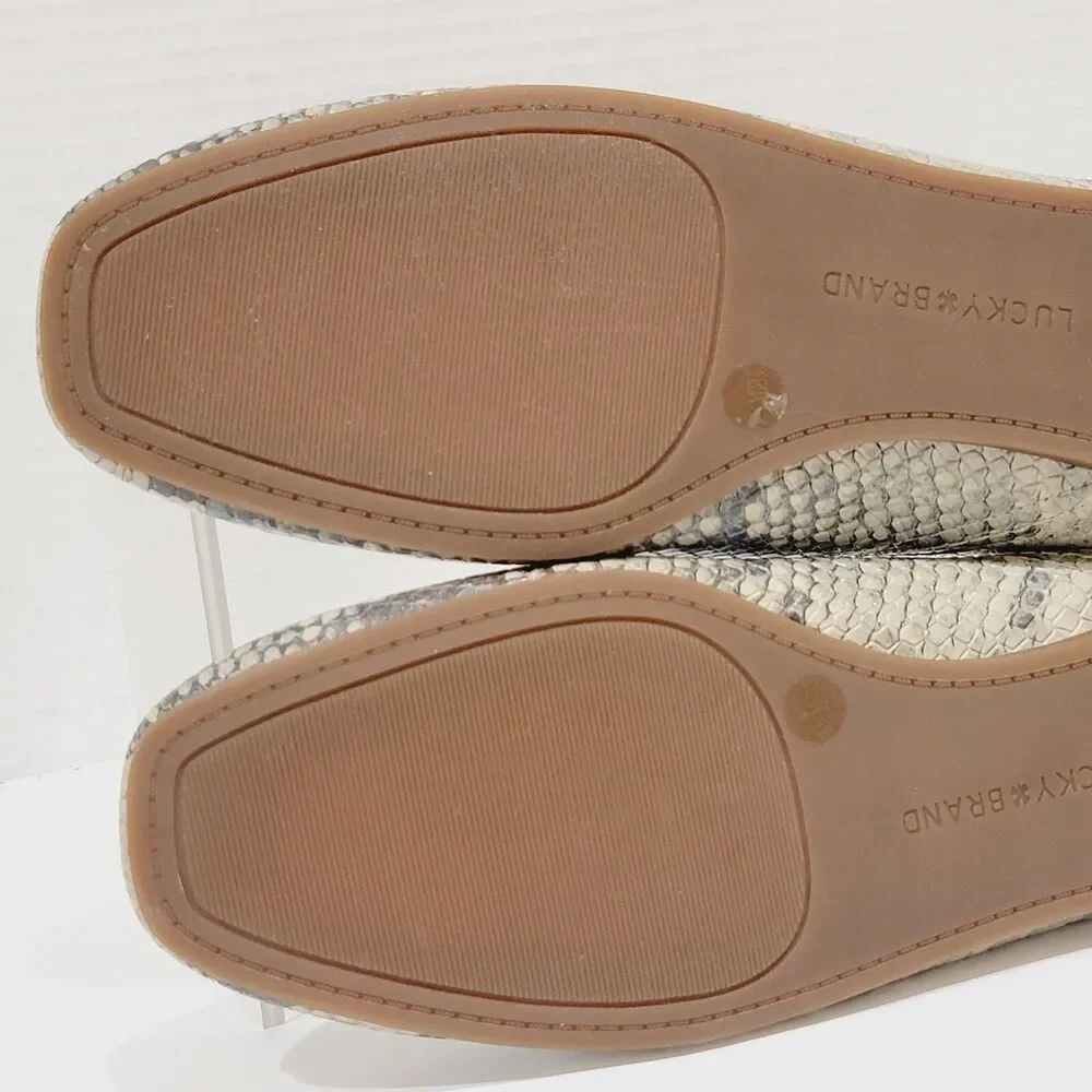 Lucky Brand Womens Sz 8.5 Shoes Alba Chinchilla Slither Snake Print Ballet Flats